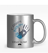 BK Gift Kişiye Özel Canım Babam Tasarımlı Gümüş Yaldızlı Kupa Bardak - 1