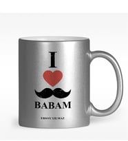 BK Gift Kişiye Özel Babamı Seviyorum Tasarımlı Gümüş Yaldızlı Kupa Bardak - 1