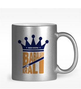 BK Gift Kişiye Özel Babaların Kralı Tasarımlı Gümüş Yaldızlı Kupa Bardak - 1