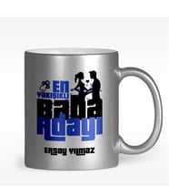 BK Gift Kişiye Özel Baba Adayı Tasarımlı Gümüş Yaldızlı Kupa Bardak - 6