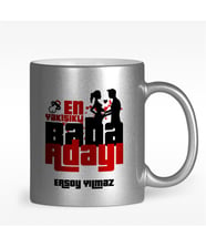 BK Gift Kişiye Özel Baba Adayı Tasarımlı Gümüş Yaldızlı Kupa Bardak - 5