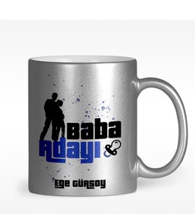 BK Gift Kişiye Özel Baba Adayı Tasarımlı Gümüş Yaldızlı Kupa Bardak - 2