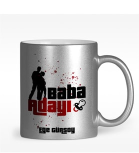 BK Gift Kişiye Özel Baba Adayı Tasarımlı Gümüş Yaldızlı Kupa Bardak - 1