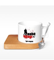 BK Gift Kişiye Özel Baba Adayı Tasarımlı Ahşap Altlıklı Seramik Fincan - 1
