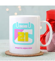 BK Gift Kişiye Özel Doğum Günü Tarihli Beyaz Kupa Bardak - 6