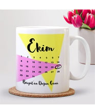 BK Gift Kişiye Özel Doğum Günü Tarihli Beyaz Kupa Bardak - 5