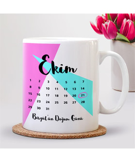 BK Gift Kişiye Özel Doğum Günü Tarihli Beyaz Kupa Bardak - 4