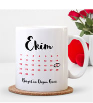 BK Gift Kişiye Özel Doğum Günü Tarihli Beyaz Kupa Bardak - 2