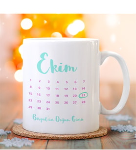 BK Gift Kişiye Özel Doğum Günü Tarihli Beyaz Kupa Bardak - 1