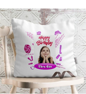 BK Gift Kişiye Özel İyi Ki Doğdun Tasarımlı Beyaz Yastık - 4