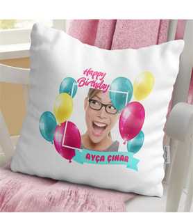 BK Gift Kişiye Özel İyi Ki Doğdun Tasarımlı Beyaz Yastık - 1