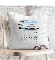 BK Gift Kişiye Özel Takvimli Doğum Hatırası Erkek Bebek Dekoratif Beyaz Yastık - 3