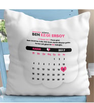 BK Gift Kişiye Özel Takvimli Doğum Hatırası Kız Bebek Dekoratif Beyaz Yastık - 3