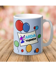 BK Gift Kişiye Özel Erkek Bebek 1. Yaş Tasarımlı Beyaz Kupa Bardak - 3