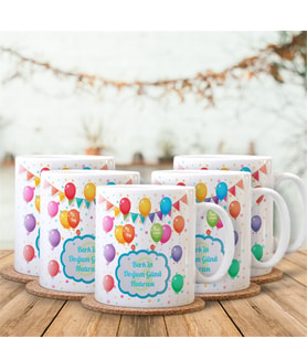 BK Gift Kişiye Özel Doğum Günü Hatırası Beyaz Kupa Bardak Seti (5 Adet) - 2