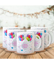 BK Gift Kişiye Özel Doğum Günü Hatırası Beyaz Kupa Bardak Seti (5 Adet) - 1