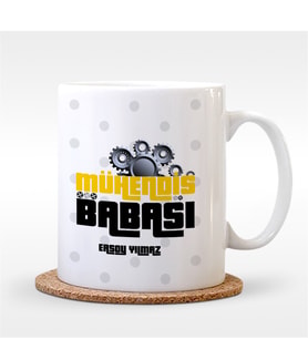 BK Gift Kişiye Özel Mühendis Babası Tasarımlı Beyaz Kupa Bardak - 1
