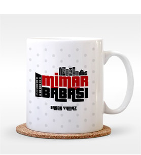 BK Gift Kişiye Özel Mimar Babası Tasarımlı Beyaz Kupa Bardak - 1