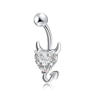 Chavin Beyaz Kalp Taşlı Şeytan Çelik Göbek Piercing dt70by