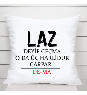 Laz Deyip Geçma Saten Kare Yastık (Beyaz)