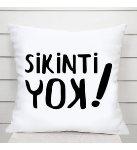 Sikinti Yok Saten Kare Yastık (Beyaz)
