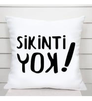 Sikinti Yok Saten Kare Yastık (Beyaz)