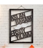 BK Gift Kişiye Özel İsimli Aslan Babam Ahşap Duvar Panosu - 6