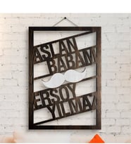 BK Gift Kişiye Özel İsimli Aslan Babam Ahşap Duvar Panosu - 4