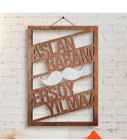 BK Gift Kişiye Özel İsimli Aslan Babam Ahşap Duvar Panosu - 3