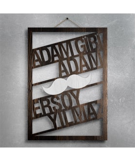 BK Gift Kişiye Özel İsimli Adam Gibi Adam Ahşap Duvar Panosu - 4
