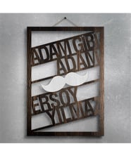 BK Gift Kişiye Özel İsimli Adam Gibi Adam Ahşap Duvar Panosu - 4