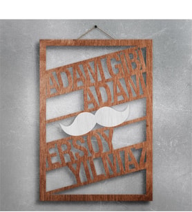 BK Gift Kişiye Özel İsimli Adam Gibi Adam Ahşap Duvar Panosu - 3