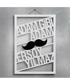 BK Gift Kişiye Özel İsimli Adam Gibi Adam Ahşap Duvar Panosu - 2