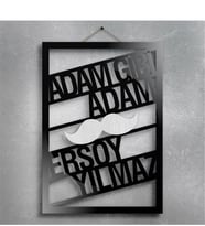 BK Gift Kişiye Özel İsimli Adam Gibi Adam Ahşap Duvar Panosu - 1