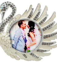 Kişiye Özel Swarovski Taşlı Kuğu Çerçeve ( 17,5X17,5CM )