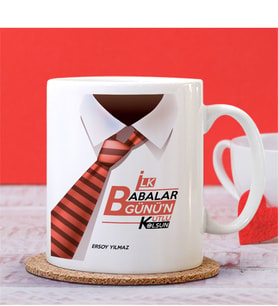 BK Gift Kişiye Özel İlk Babalar Günün Kutlu Olsun Tasarımlı Beyaz Kupa Bardak - 4