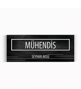 BK Gift Kişiye Özel Mühendis Duvar & Kapı İsimliği (Model 8 - Siyah Mermer Doku)