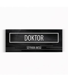 BK Gift Kişiye Özel Doktor Duvar & Kapı İsimliği (Model 8 - Siyah Mermer Doku)