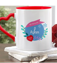 BK Gift Kişiye Özel Hep Mutlu Kal Aşkım Kırmızı Kalpli Kupa Bardak