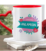 BK Gift Kişiye Özel Hayatımın Anlamısın Kırmızı Kalpli Kupa Bardak