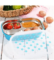 Mavi 4 Bölmeli Sefer Tası Yemek Kabı 3466