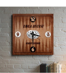 BK Gift Kişiye Özel Tavla Ustası Ahşap Duvar Saati - 2