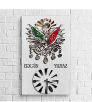 BK Gift Kişiye Özel İsimli Osmanlı Arması Ahşap Duvar Saati (Model A2)