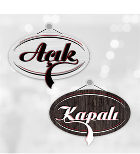 Özel Tasarım Açık & Kapalı Ahşap Kapı Levhası - 5