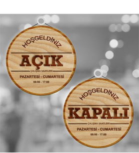 BK Gift Kişiye Özel Açık & Kapalı Ahşap Kapı Levhası - 5