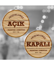 BK Gift Kişiye Özel Açık & Kapalı Ahşap Kapı Levhası - 5