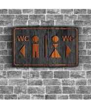 Bay & Bayan WC Ahşap Yönlendirme Levhası - B3
