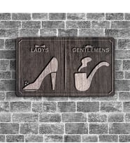 Bay & Bayan WC Ahşap Yönlendirme Levhası - A1