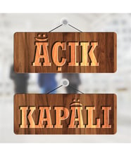 Özel Tasarım Açık & Kapalı Ahşap Kapı Levhası - 4