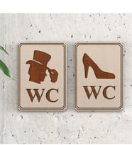 Bay & Bayan WC Ahşap Yönlendirme Levhası - 3